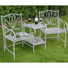 Grey Garden Bench Duo Love Seat Companion Chair Outdoor 2 Seater Ornate Design