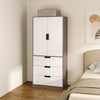 2 Door Wardrobe Modern Wardrobe with 3 Drawer and Hanging Rod for Bedroom Brown