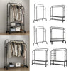 Rolling Double Clothes Rail Hanging Rack Garment DisplayStand Shoe Storage Shelf