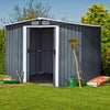 8 x 8ft Garden Shed Metal Apex Roof Outdoor Storage Box Tools Organizer Sheds UK
