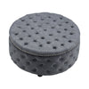 Large Round Fabric Linen Chesterfield Footstool Pouffe Ottoman Coffee Table UK