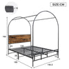 CANOPY BED FRAME METAL 4FT6 DOUBLE BED WITH HEADBOARD & HEAVY DUTY SLAT SUPPORT