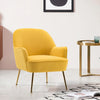 Armchair Accent Tub Chair Yellow Velvet Sofa Metal Legs Living Bedroom Furniture