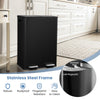 2 x 30L Trash Bin Dual Compartment Trash Can Pedal Classified Garbage Bin Black