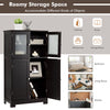 4-Door Bathroom Cabinet Freestanding Floor Storage Cabinet Home Organizer Black