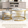 Set of 2 Round Nesting Coffee Table Side Table with 1 Drawer for Living Room