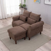 2 Seater faux leather/Linen Fabric Love Seat Sofa Armchair with Footstool Couch