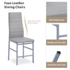 4x Grey Faux Leather Dining Chairs&Round Tempered Glass Golden Legs Dining Table