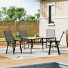 Garden Table Folding Mesh Chair Balcony Coffee Bistro Furniture w/ Umbrella Hole
