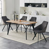 2Pcs Grey Dining Chairs Velvet Padded Seat Dining Room Chair Modern High Back