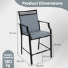 2 PCS Outdoor Patio Chair Fabric Bar Stool Metal Frame Counter Height Chairs