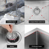 LARGE SUPER DEEP SINGLE BOWL SQUARE STAINLESS STEEL KITCHEN SINK UNDERMOUNT