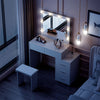 White Dressing Table with LED Lights Mirror 5 Drawers Stool Cabinet Make up Desk