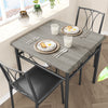 3-Piece Dining Table Set Metal Frame Square Kitchen Table with 2 Chairs