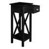 Black Slim Tall Bedside Table 1 Drawer Bedroom Storage Unit Hallway End Table