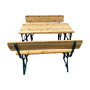 Patio Folding Table Chairs Set Garden Bench Iron Trestle Feet & Wooden Table Top