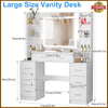 Dressing Table with LED Mirror Modern Makeup Desk Vanity Table Set +Drawer White