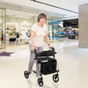 Folding Aluminum Walker Four Wheels Medical Rollator with Seat & Carrying Bag