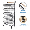 Metal Wire Vegetable Fruit Storage Basket Kitchen Detachable Rack w/ Handle Cart