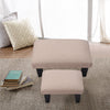Footstool Ottoman Linen Pouffe Stool Foot Rest Rectangle Padded Seat Shoe Bench