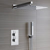 Bathroom Thermostatic Conceal Shower Mixer Twin head Large Square Bar Set Chrome