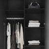 Black 2 Door 2 Drawer Wardrobe with Hanging Rail Wooden Clothes Storage Cupboard
