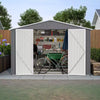 10X12FT Metal Garden Shed Apex Roof With Free Foundation Base Storage House Grey