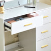 White Dressing Table Makeup Vanity Desk Set With LED Lighted Mirror, 5 Drawers