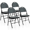 4 PCS Portable Folding Chairs Double Hinged Fabric Dining Chairs W/Footrest