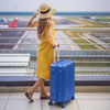 Stylish 5 Piece Deep Blue Diamond Pattern ABS Luggage Set with Non TSA Locks