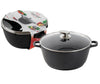 SQ Pro Cast Iron Casserole Dish Black Pre-Seasoned Ovenproof Pot & Lid 4.2L Pan