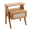 Vintage Nightstand Rattan Bedside Table w/ Cabinet Shelf Drawer Bedroom Storage