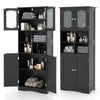148cm Freestanding Storage Cabinet with 3 Open Compartments-Black