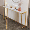 47" Gold Long Console Table Marble Marble Tabletop Hallway Entryway Skinny Table