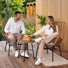 DAKO Garden Set SERRANTE – 2 Rattan-Effect Chairs with Cushions & Round Table