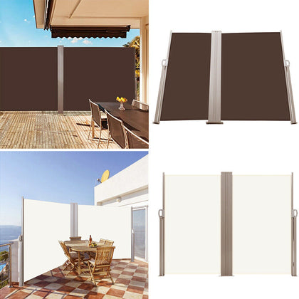 3x3m Retractable Double Side Awning Sunshade Blind Screen for Patio Garden Decor