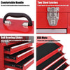 Portable Steel Tool Box Tool Storage Chest w/ 3 Drawers-Red