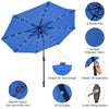 3M Garden Patio Umbrella Solar LED Light Cantilever Parasol W/ Tilt & Crank Blue