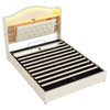 Upholstered Ottoman Storage Bed, 4ft6 Double Bed Frame with LED & USB, Beige