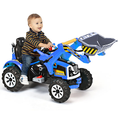 12V Battery Powered Kids Ride On Excavator Electric Motorized Truck Toy-Blue