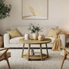 Round Coffee Table, 2-Tier Wooden Center Table with Storage for Living Room 31.5