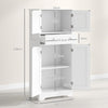 Freestanding Kitchen Storage Cabinet with 4 Doors Drawer and Shelves White