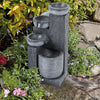 Solar Water Feature LED Light Outdoor Garden Fountain Cascading Waterfall Statue