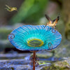 30'' Height Flower Glass Bird Bath w/ Metal Stake Outdoor Garden Yard Birdbath