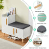 Large Shoe Bench Shoe Cabinet with Seat Storage White&Wooden Color