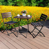 Folding Rattan Garden Table & 2 Chairs Outdoor Furniture Patio Dining Bistro Set