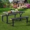 3 Piece Picnic Table Bench Set Outdoor Camping Picnic Tables Black