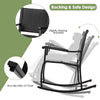 3 Pieces Garden Wicker Furniture Outdoor Rocking Chairs w/Tempered Glass Table