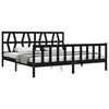 Bed Frame with Headboard Black 200x200 Solid Wood V5N9