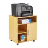Printer Stand Unit Beech Office Desk Side Mobile Pedestal Storage Wheels